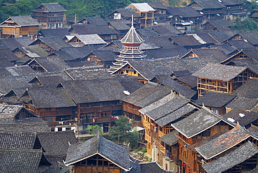 Drum Tower at Rongjiang, Guizhou Province, China, Asia 