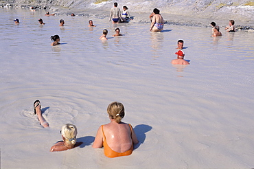 Mud bath at Vulcano island, Eolie Islands, Sicily, Italy, Europe