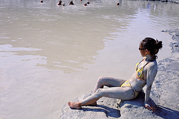 Mud bath at Vulcano island, Eolie Islands, Sicily, Italy, Europe