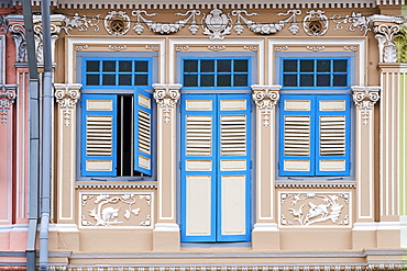 Peranakan houses in Euros District at the east of the city, Singapore, Southeast Asia, Asia