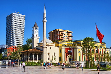 Etehem Bey Mosque, Skanderbeg Square, Tirana, Albania, Europe