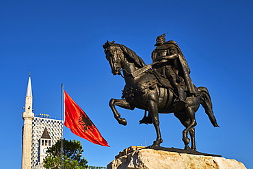 Skanderbeg Square and statue, Tirana, Albania, Europe