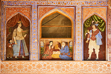 Safavid era painting, Chehel Sotun Palace, Isfahan, Iran, Middle East