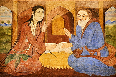 Safavid era painting, Chehel Sotun Palace, Isfahan, Iran, Middle East