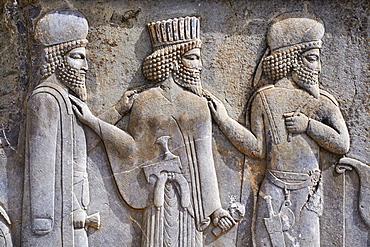 Relief of the warriors, staircases of Apadana, Persepolis, UNESCO World Heritage Site, Fars Province, Iran, Middle East