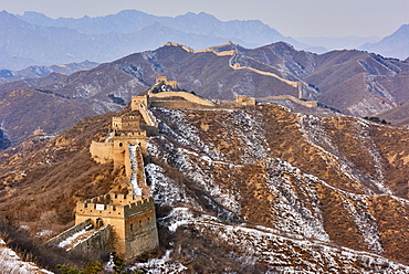 Elevated view of the Jinshanling and Simatai sections of the Great Wall of China, Unesco World Heritage Site, China, East Asia