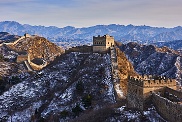 Snow covered Jinshanling and Simatai sections of the Great Wall of China, Unesco World Heritage Site, China, East Asia