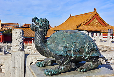 Ornate bronze statue at the Forbidden City, Beijing, China, East Asia