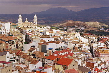 Aerial view of Jaen city, Jaen, Andalucia, Spain, Europe