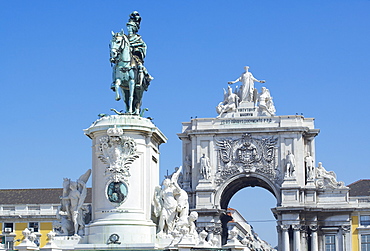 Statue of Dom Jose I, Praca do Comercio, Lisbon, Portugal, Europe