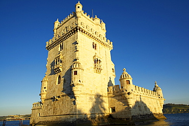 Belem Tower (Torre de Belem) at sunset, Belem, UNESCO World Heritage Site, Lisbon,Portugal, Europe