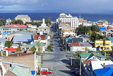 Aerial view of Punta Arenas, Patagonia, Chile, South America