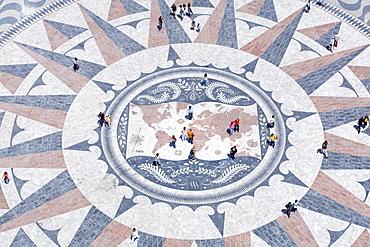 Mosaic compass, Monument to the Discoveries, Belem, Lisbon, Portugal, Europe