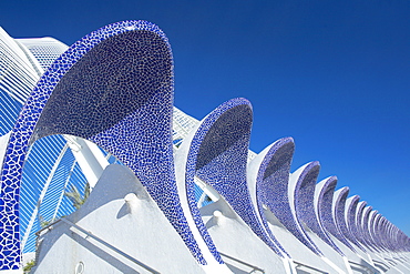 Tiled features, the Umbracle, City of Arts and Sciences, Valencia, Spain, Europe