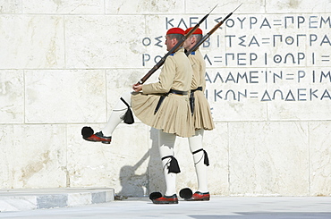 Evzone soldiers, Changing of the Guard, Syntagma Square, Athens, Greece, Europe