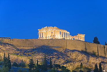 Parthenon at dusk, Acropolis, UNESCO World Heritage Site, Athens, Greece, Europe