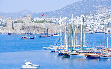 Bodrum harbour and St. Peter Castle, Bodrum, Anatolia, Turkey, Asia Minor, Eurasia