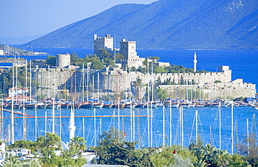 Bodrum harbour and St. Peter Castle, Bodrum, Anatolia, Turkey, Asia Minor, Eurasia