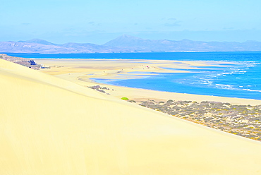 Sandy dunes at Sotovento beach, Jandia Peninsula, Fuerteventura, Canary Islands, Spain, Atlantic, Europe