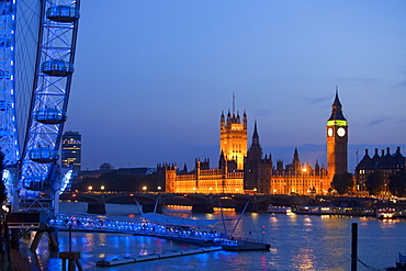 London Eye and Big Ben, London, England, United Kingdom, Europe