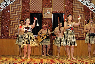 Maori dance performance, Te Puia, Rotorua, North Island, New Zealand, Pacific