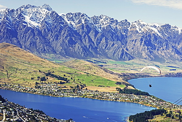 Paragliding over Queenstown, Queenstown, Otago, South Island, New Zealand, Pacific