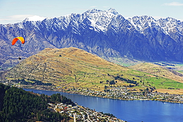 Paragliding over Queenstown, Queenstown, Otago, South Island, New Zealand, Pacific