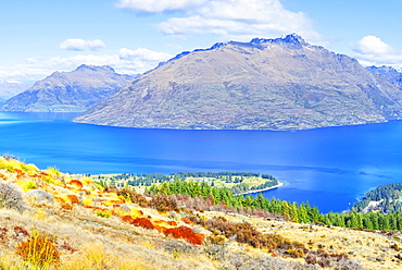 Lake Wakatipu and Remarkables Mountain Range, Queenstown, Otago, South Island, New Zealand, Pacific