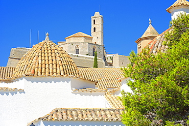 Ibiza Cathedral and Santo Domingo Convent, Old Town (Dalt Vila), UNESCO World Heritage Site, Ibiza, Balearic Islands, Spain, Europe 