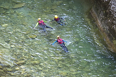 People canyoning in the Gorges du Verdon, Provence-Alpes-Cote d'Azur, Provence, France, Europe