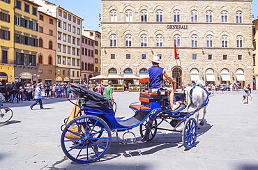 Horse carriage on Piazza della Signoria, Florence; Tuscany; Italy; Europe