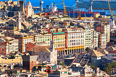 Historic district, rooftop view, Genoa, Liguria, Italy, Europe