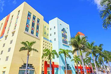 Art deco buildings on Washington Avenue, South Beach, Miami, Florida, United States of America, North America