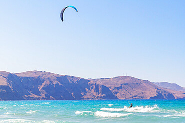 Kitesurfing, Episkopi beach, Rethymno, Crete, Greek Islands, Greece, Europe