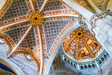 Abbey church interior, Certosa di Pavia monastery, Certosa di Pavia, Lombardy, Italy