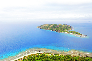 Aerial view of Kuata Island, Yasawa islands, Fiji, South Pacific Islands, Pacific