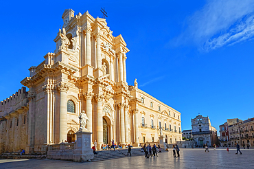 Piazza Duomo, Ortygia, UNESCO World Heritage Site, Syracuse, Sicily, Italy, Mediterranean, Europe