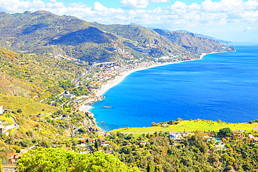 View of the Ionian coast, Taormina, Sicily, Italy, Mediterranean, Europe