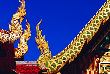 Nagas (sacred snakes) decoration on temple roof, Wat Phrathat Doi Suthep, Chiang Mai, Thailand