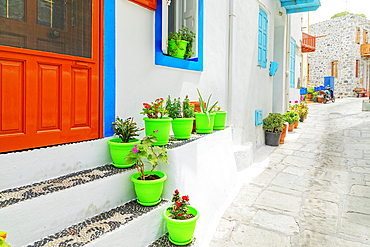 Traditional house entrance, Mandraki, Nisyros Island, Dodecanese Islands, Greece