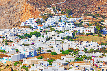 View of Chora village, Chora, Folegandros Island, Cyclades Islands, Greek Islands, Greece, Europe