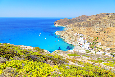 Agali bay, top view, Agali, Folegandros Island, Cyclades Islands, Greek Islands, Greece, Europe