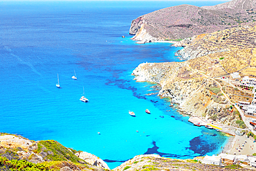 Agali bay, top view, Agali, Folegandros Island, Cyclades Islands, Greece