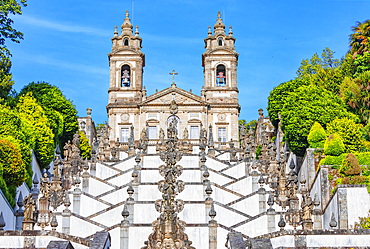 Monumental baroque stairway leading Bom Jesus do Monte church, Braga, Minho Province, Portugal