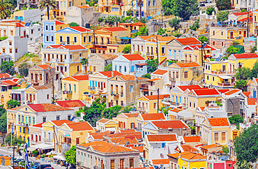 Traditional architecture, Gialos, Symi Island, Dodecanese Islands, Greece