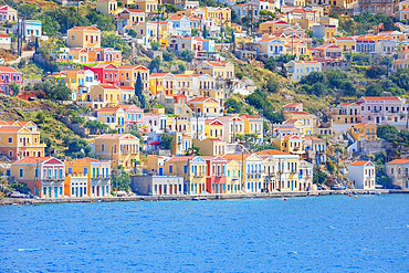 View of Gialos Harbour, Gialos, Symi Island, Dodecanese Islands, Greece