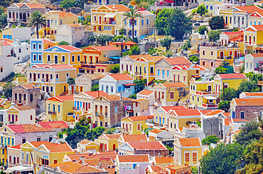 Colourful houses, Gialos, Symi Island, Dodecanese Islands, Greece