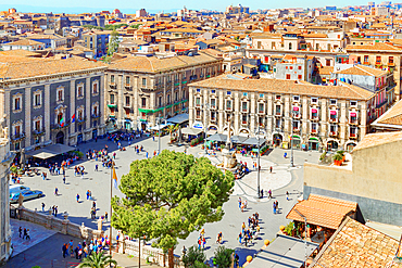 Piazza Duomo, high angle view, Catania, Sicily, Italy