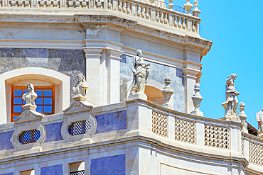 Badia di Sant'Agata church rooftop, low angle view, Catania, Sicily, Italy