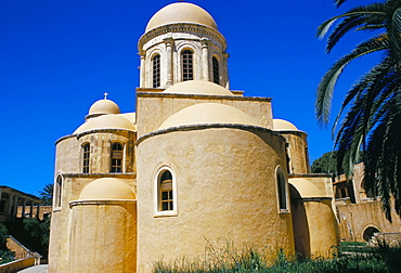 The 17th century Venetian built Christian monastery of Agias Triada, Akrotiri peninsula, island of Crete, Greece, Mediterranean, Europe